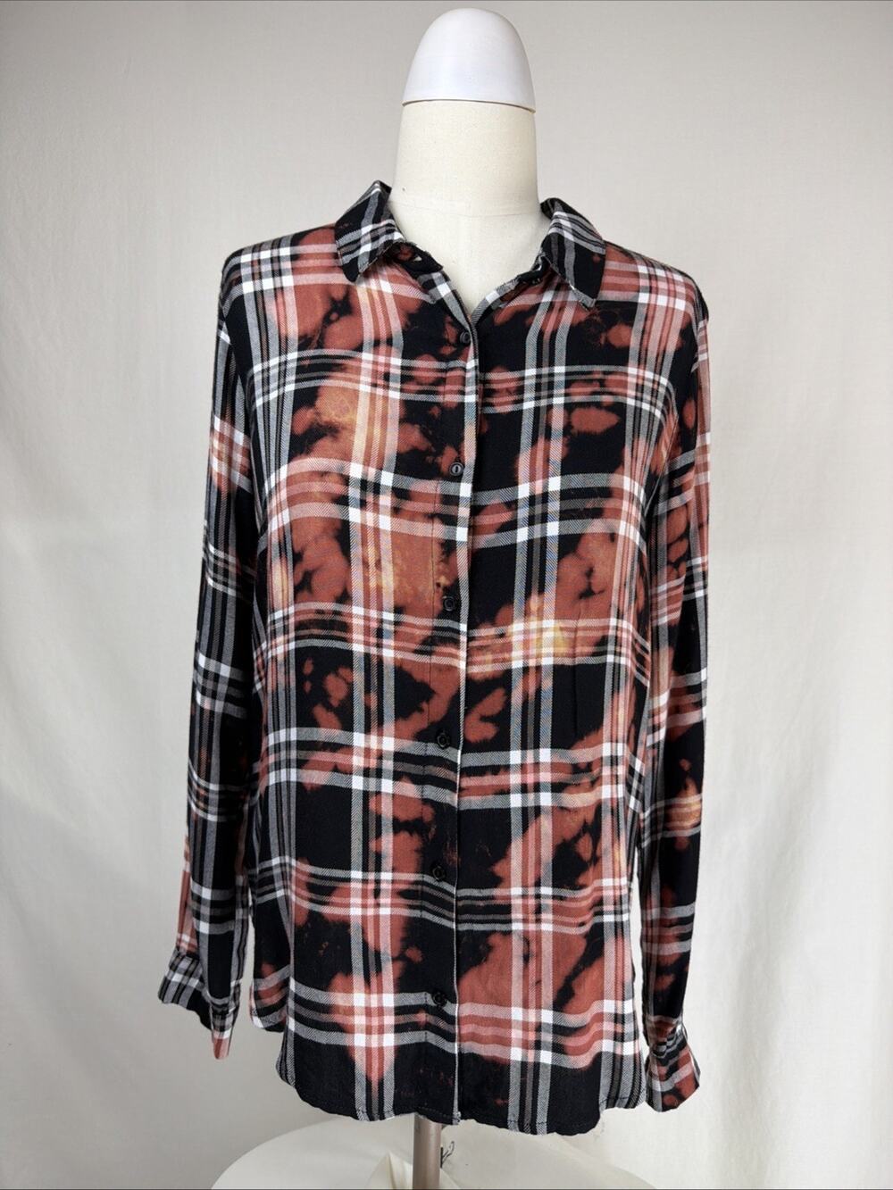 NWT The Nu Vintage Tie Dyed Floral "Trust Yourself" Flannel Shirt LG #0709